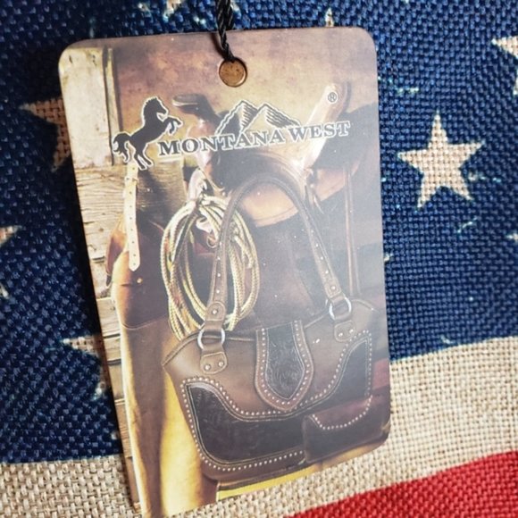 Montana West American Flag Painted Canvas Tote Bag - Picture 8 of 9